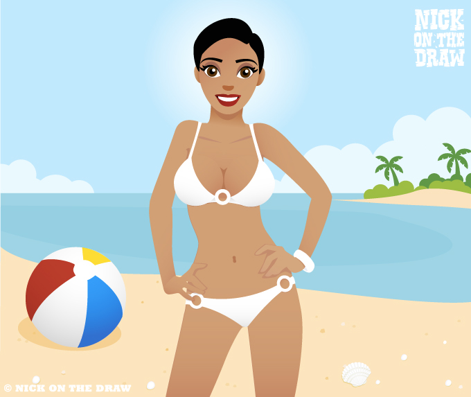 cache favorite engagement Bikini girl series - Nick On The Draw - Digital Illustration