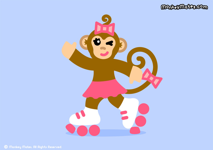 MoMo monkey rollerskating 