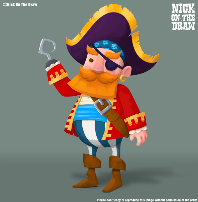Pirate captain with an eyepatch and hook