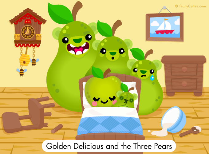 Golden Delicious and the three pears